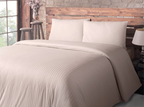 КПБ СТРАЙП-Сатин Бежевый 140гр 100% хлопок на резинке