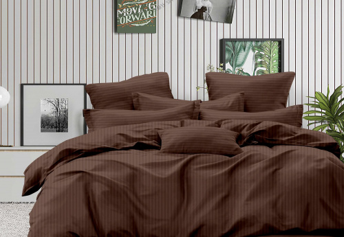 Пододеяльник Страйп-Сатин Коричневый 140гр 100% хлопок