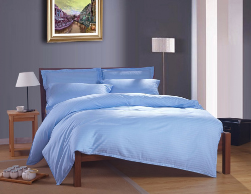 Пододеяльник Страйп-Сатин Голубой 140гр 100% хлопок